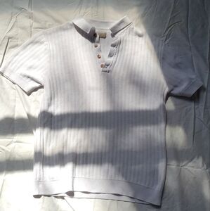 Men's Classic White Knit Polo Shirt